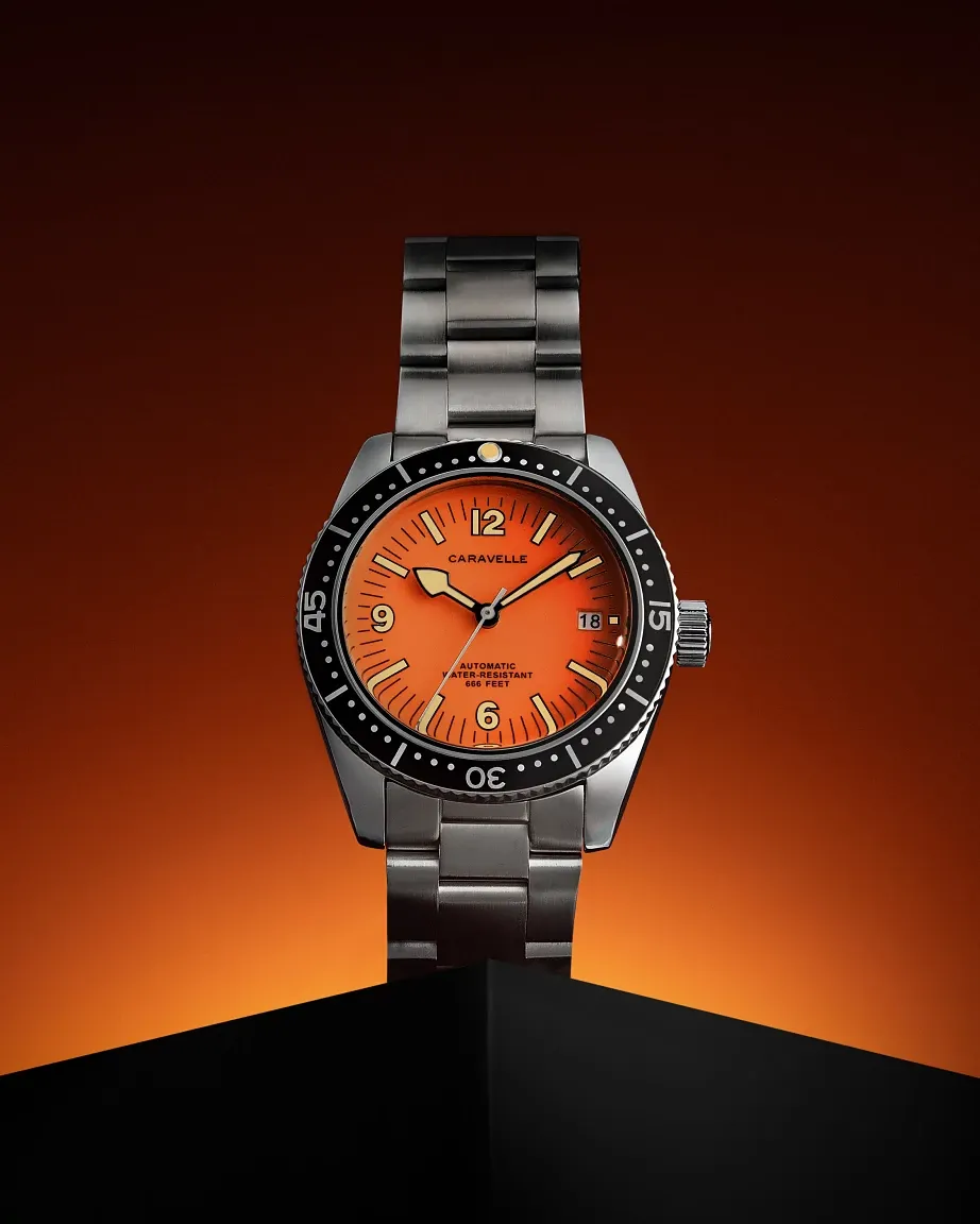 Orange Dial Stainless Steel Bracelet Vintage Sea Hunter 43B177